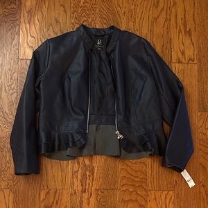 New York & Company Dark Blue Leather Jacket
